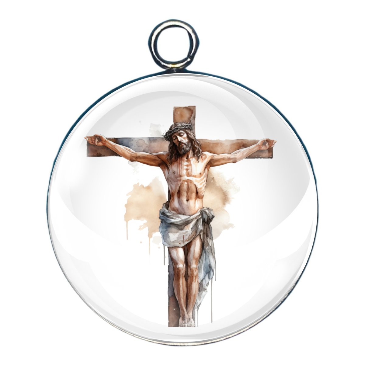 Charm depicting Jesus expired on the cross.