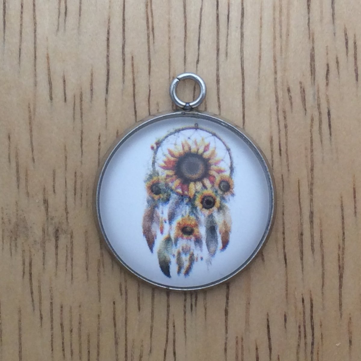 sunflower dreamcatcher glass cabochon charm