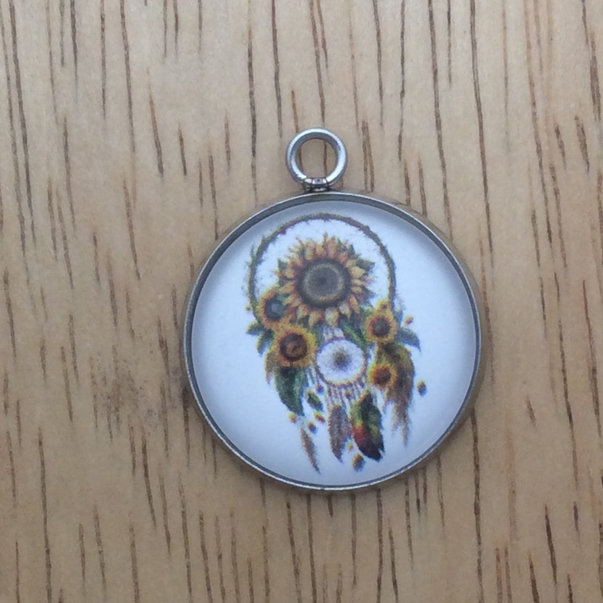 sunflower dreamcatcher glass cabochon charm