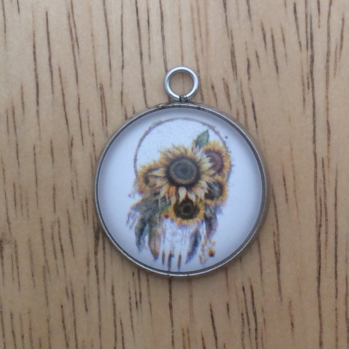 sunflower dreamcatcher glass cabochon charm