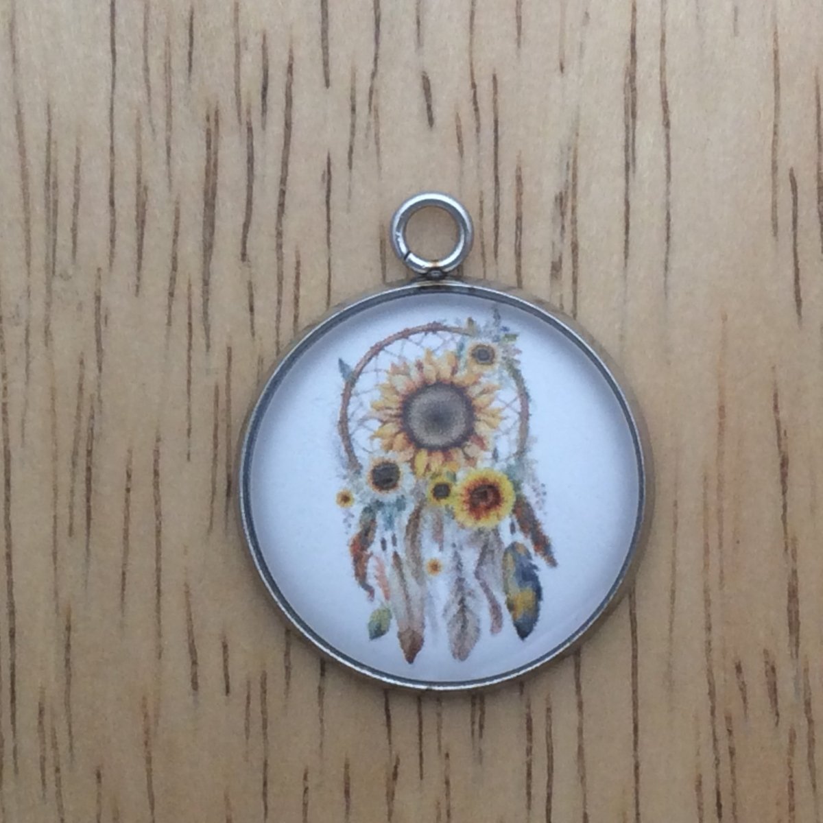 sunflower dreamcatcher glass cabochon charm