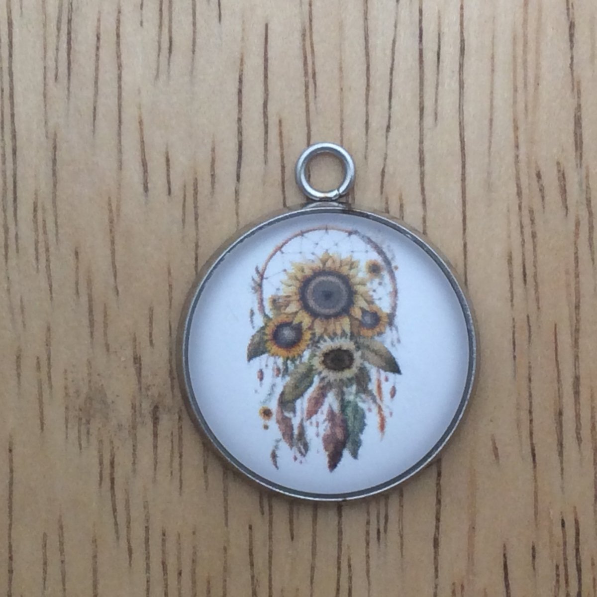 sunflower dreamcatcher glass cabochon charm