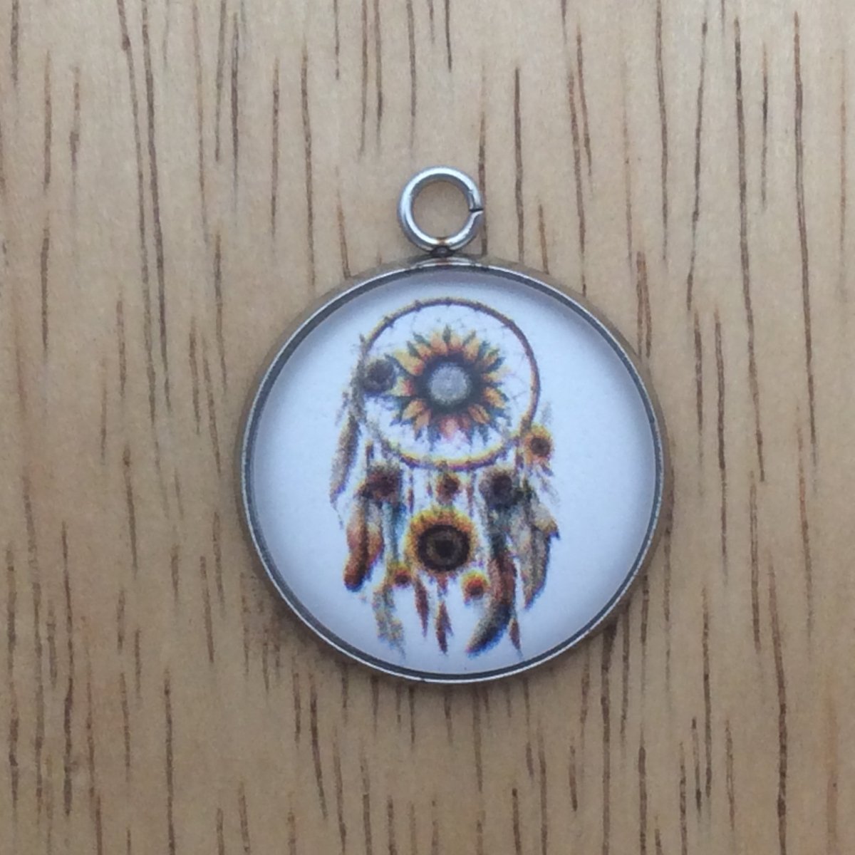 sunflower dreamcatcher glass cabochon charm