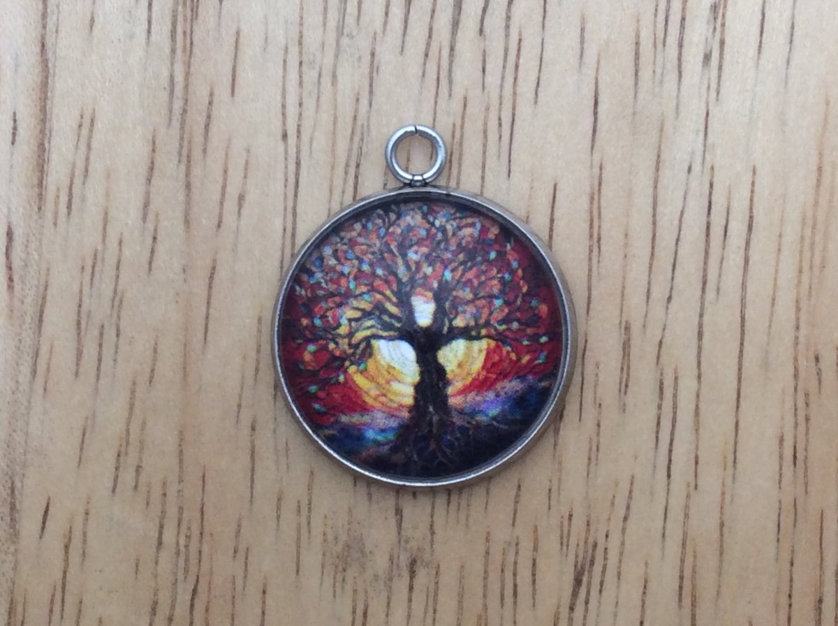tree of life glass cabochon charm