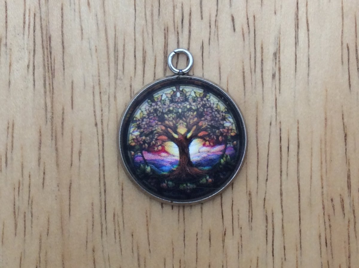 tree of life glass cabochon charm