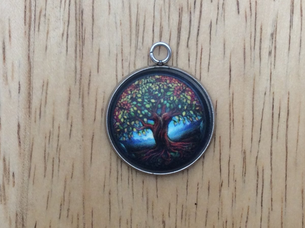 tree of life glass cabochon charm
