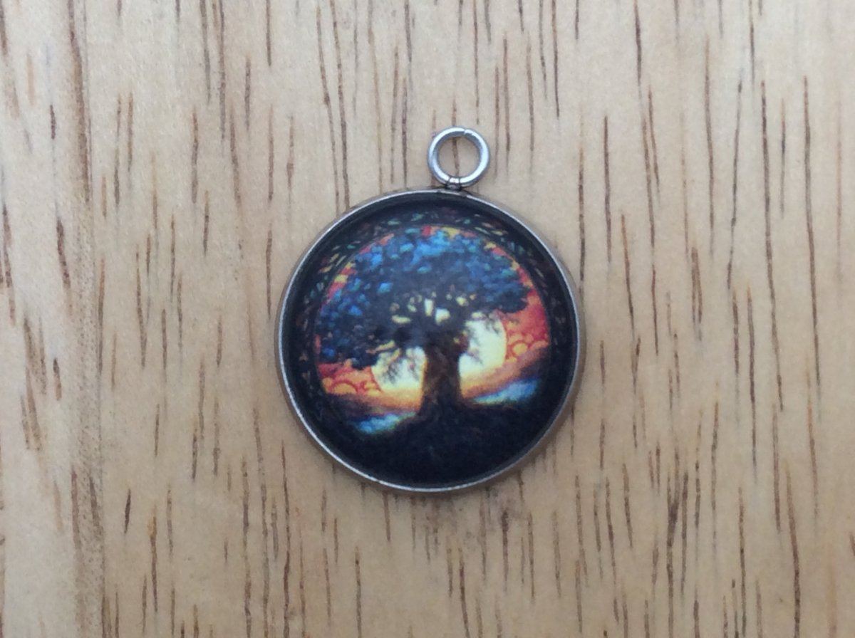 tree of life glass cabochon charm