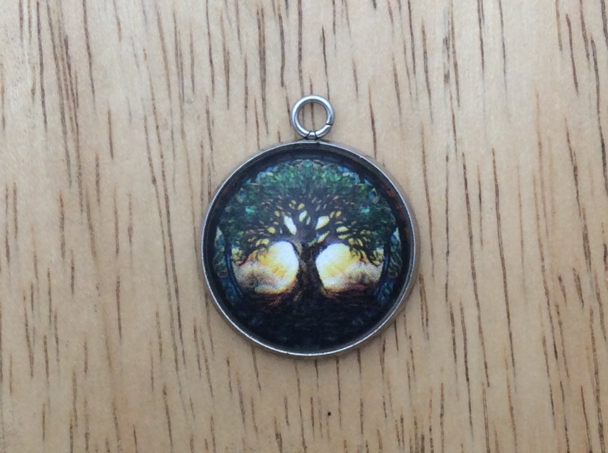 tree of life glass cabochon charm