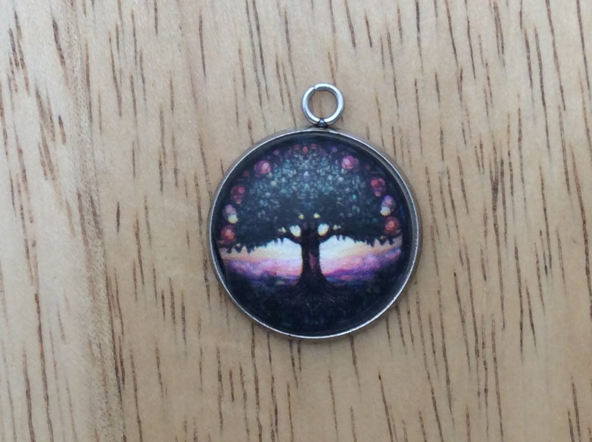 tree of life glass cabochon charm