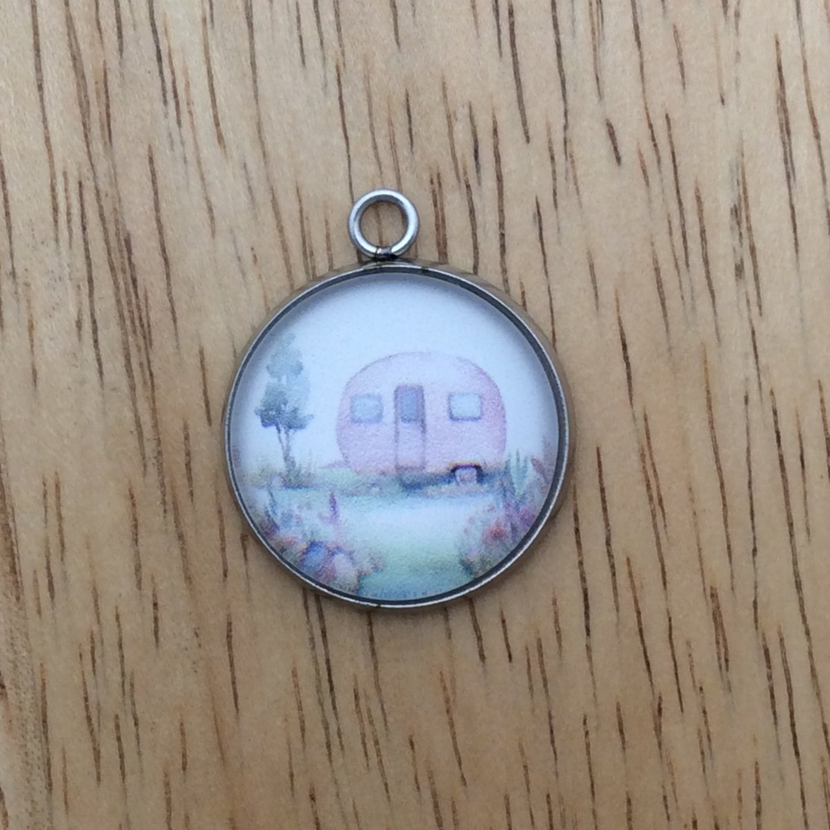vintage camper glass cabochon charm