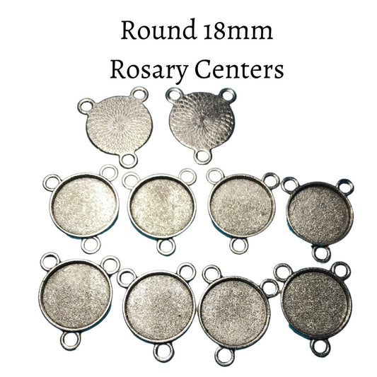 10 pcs. round 18mm tibetan silver rosary center bases