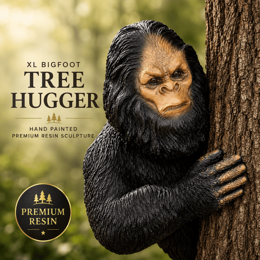 10" XL Bigfoot Tree Hugger – Hand Painted Premium Resin Yard Sculpture