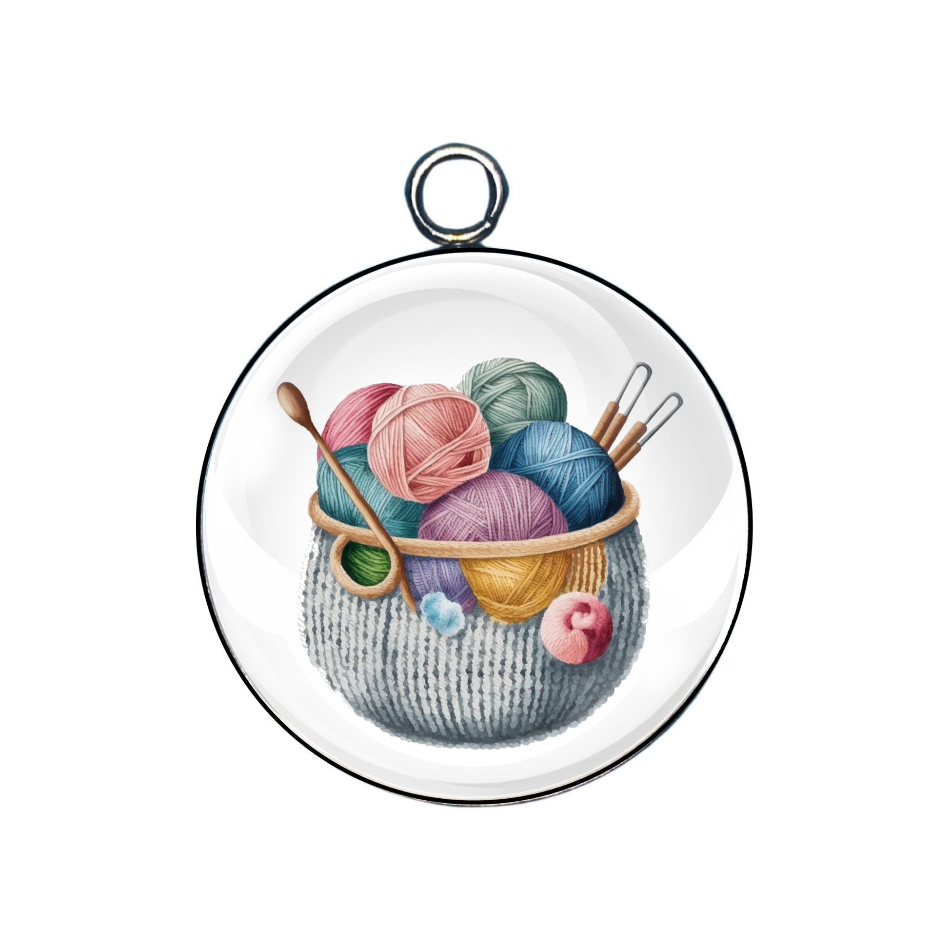 yarn glass cabochon charm