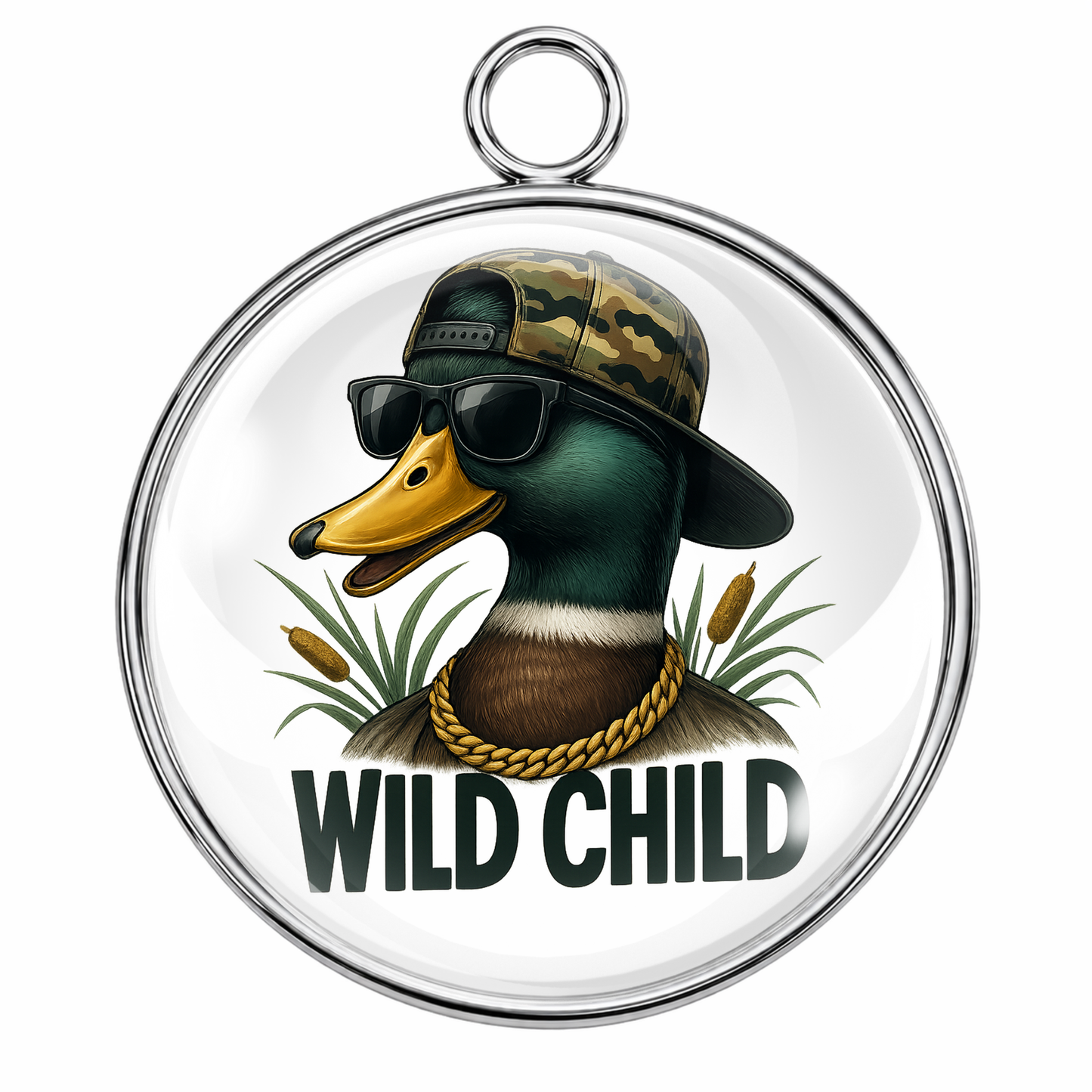 Wild Child Glass Cabochon Charms – Funny Bigfoot, Alien, Eagle, Raccoon, Pit Bull, Highland Cow & Duck Designs