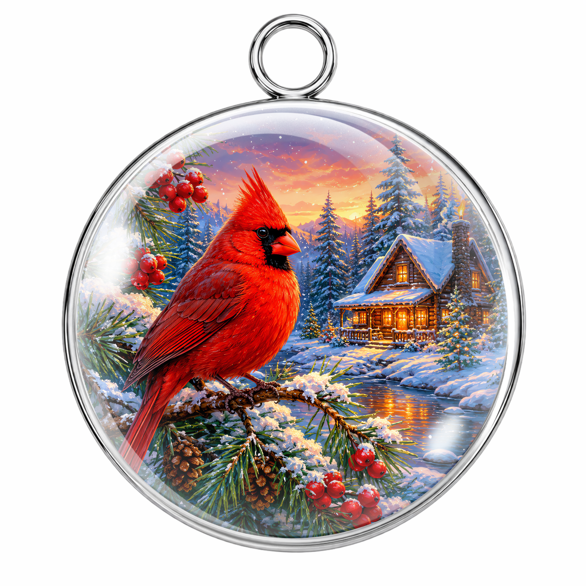 Ornamental Christmas Glass Cabochon Charms Holiday Jewelry Making Craft Pendants