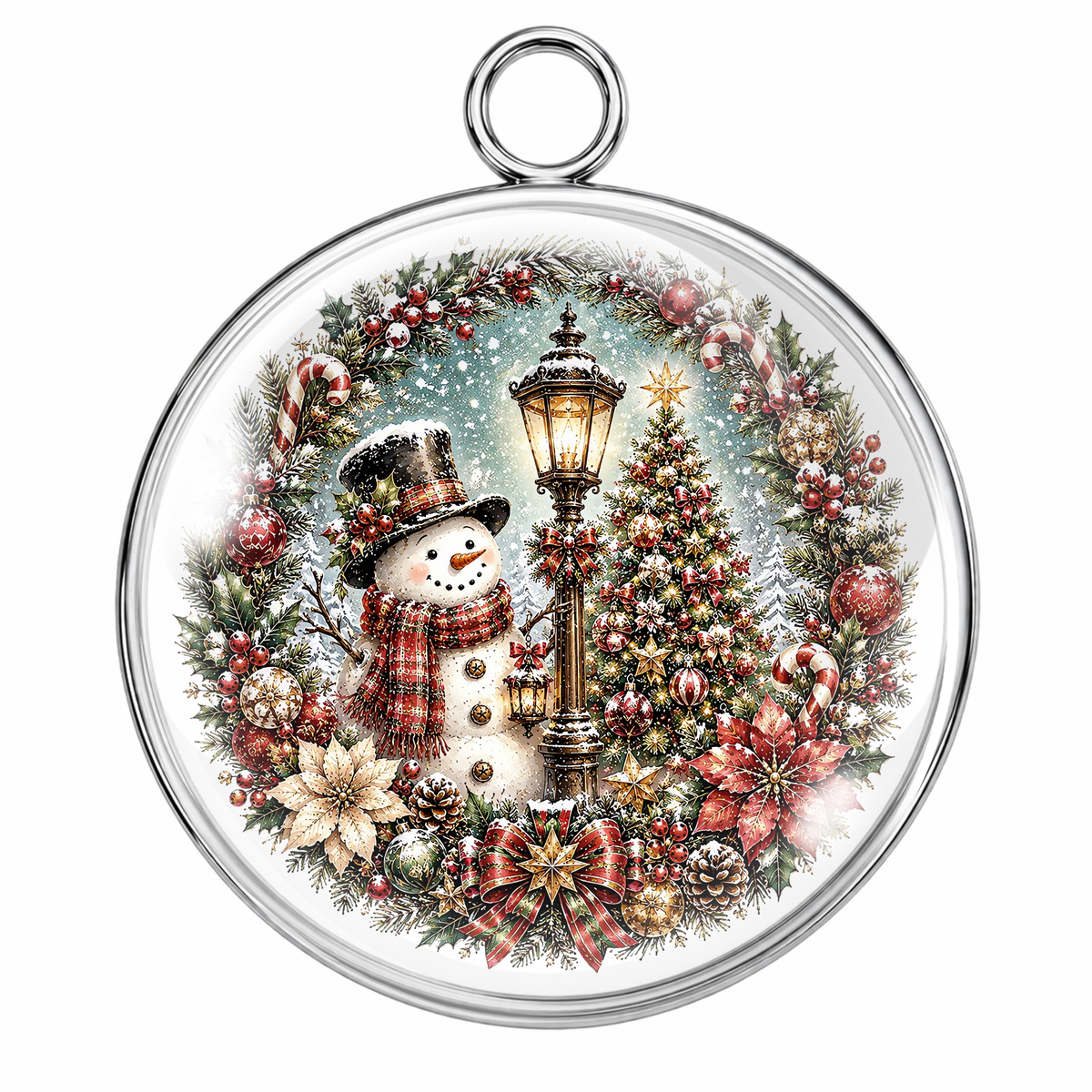Ornamental Christmas Glass Cabochon Charms Holiday Jewelry Making Craft Pendants
