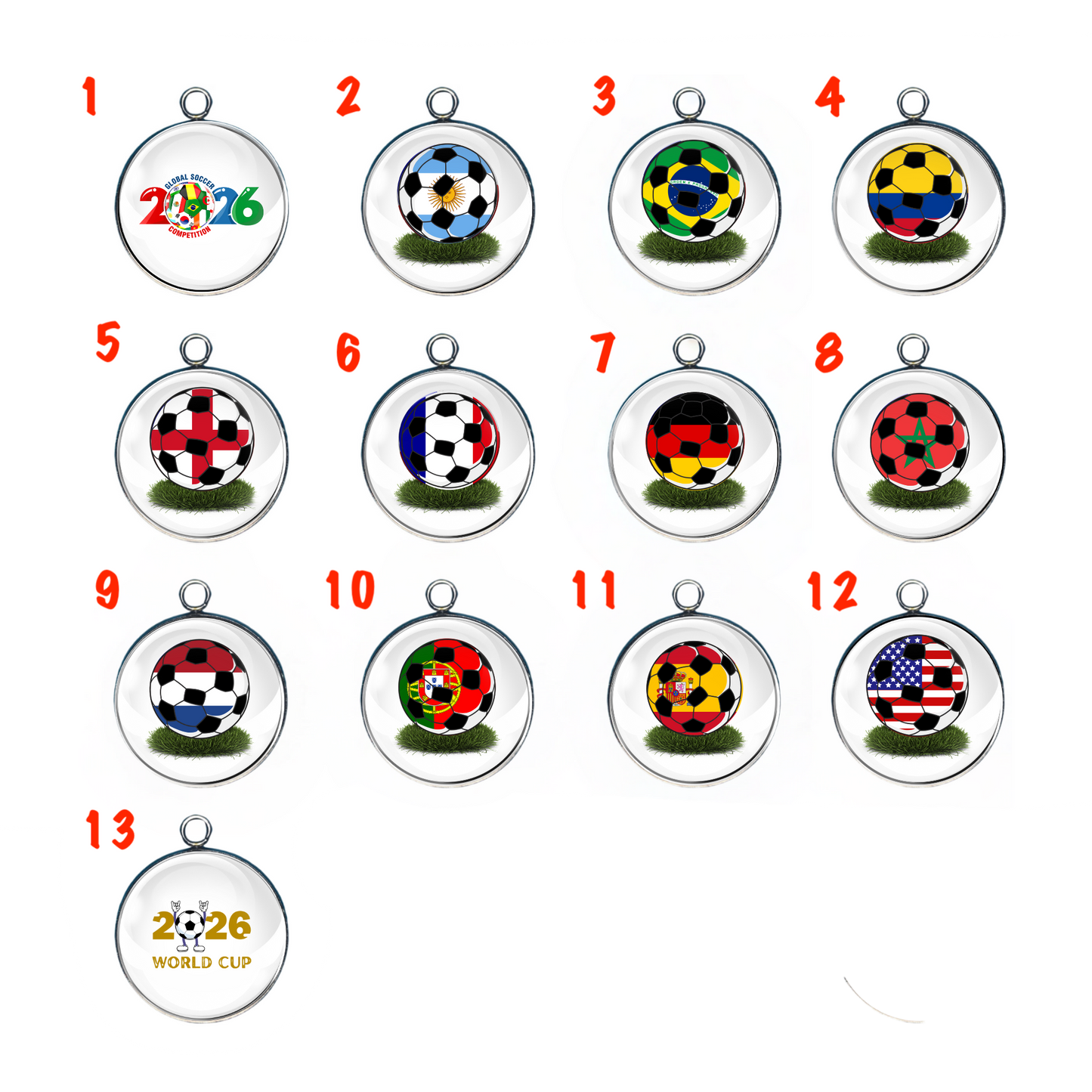 Soccer Ball Country Flag Charms | Football Team Charms | World Cup Soccer