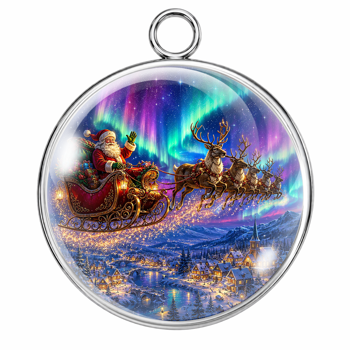 Ornamental Christmas Glass Cabochon Charms Holiday Jewelry Making Craft Pendants