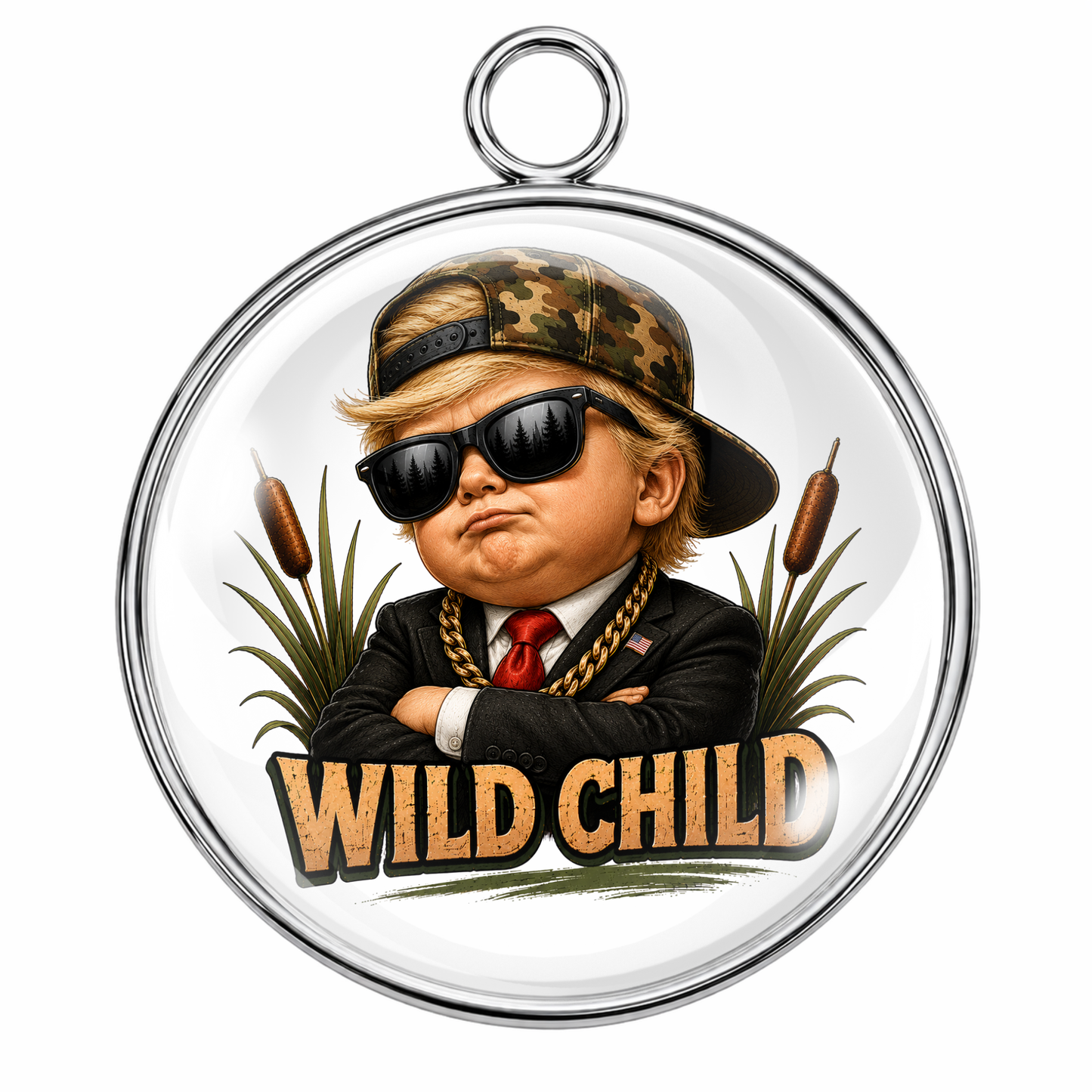 Wild Child Glass Cabochon Charms – Funny Bigfoot, Alien, Eagle, Raccoon, Pit Bull, Highland Cow & Duck Designs