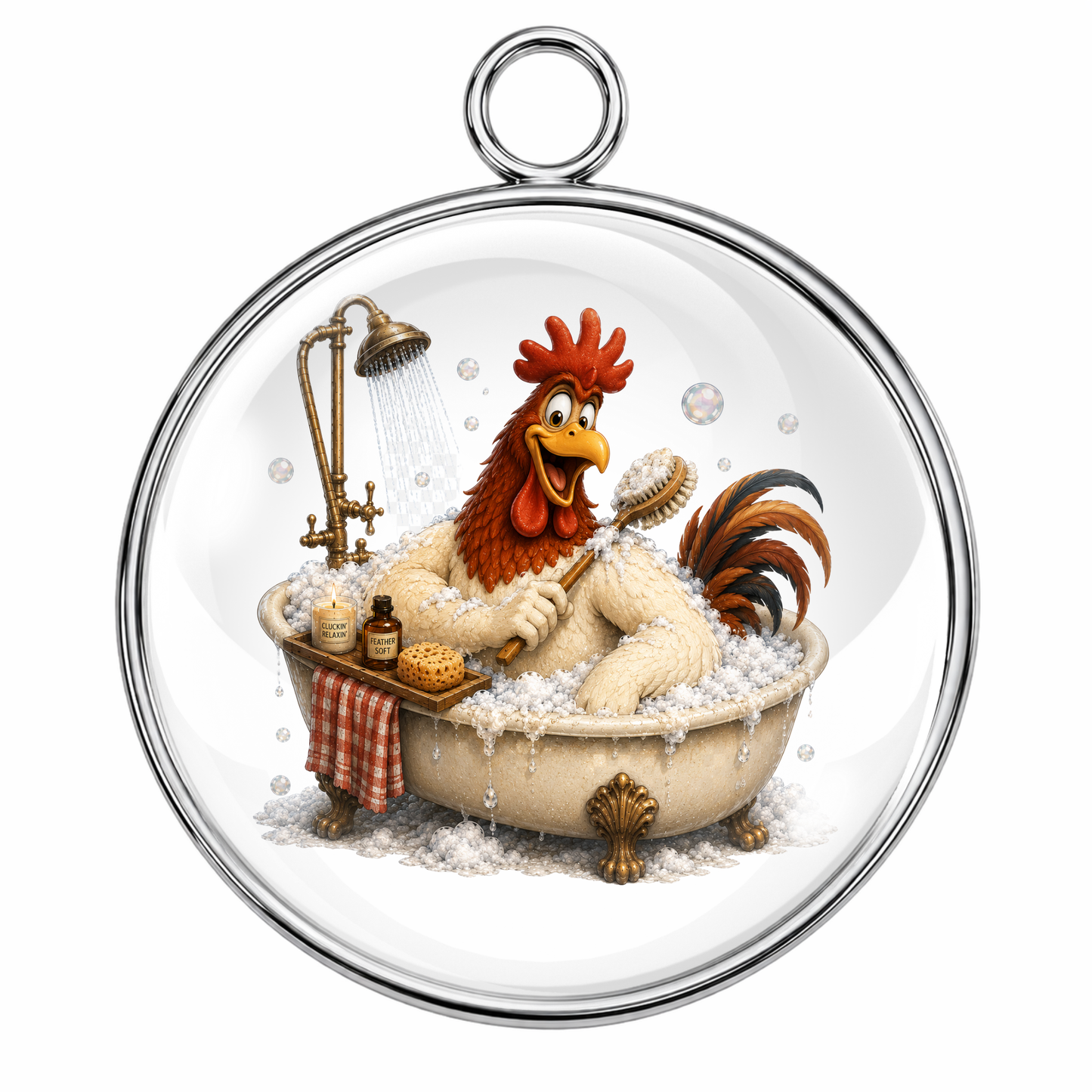 Animal Bath Time Glass Cabochon Charms