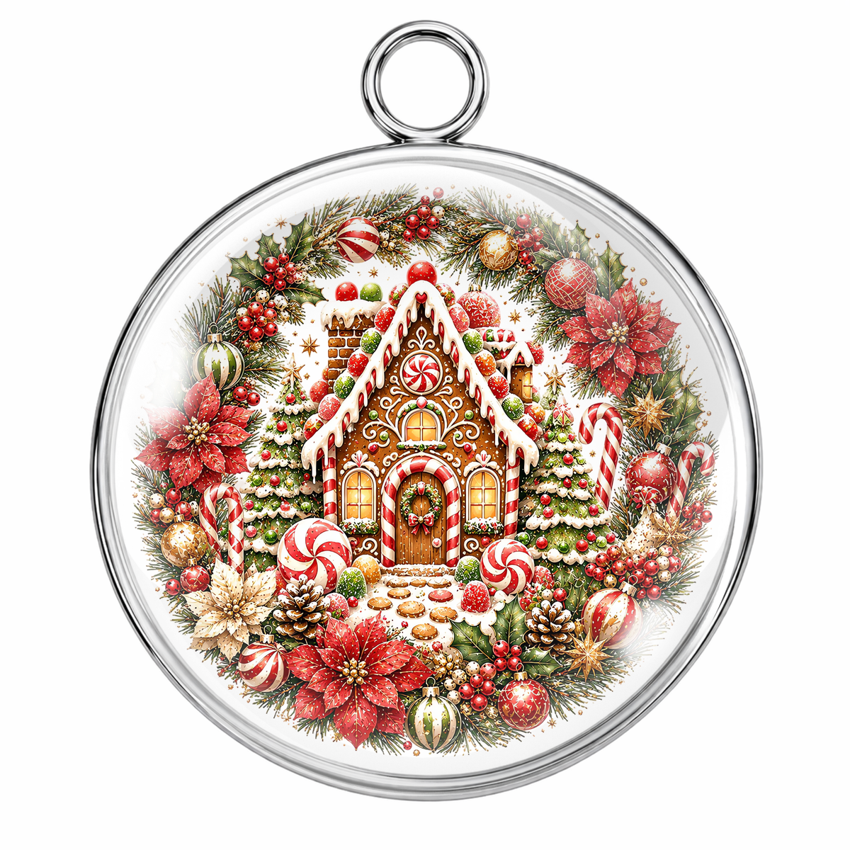 Ornamental Christmas Glass Cabochon Charms Holiday Jewelry Making Craft Pendants