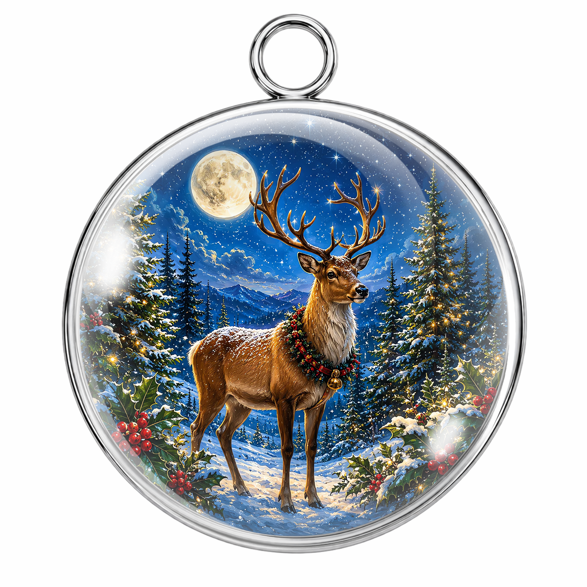 Ornamental Christmas Glass Cabochon Charms Holiday Jewelry Making Craft Pendants