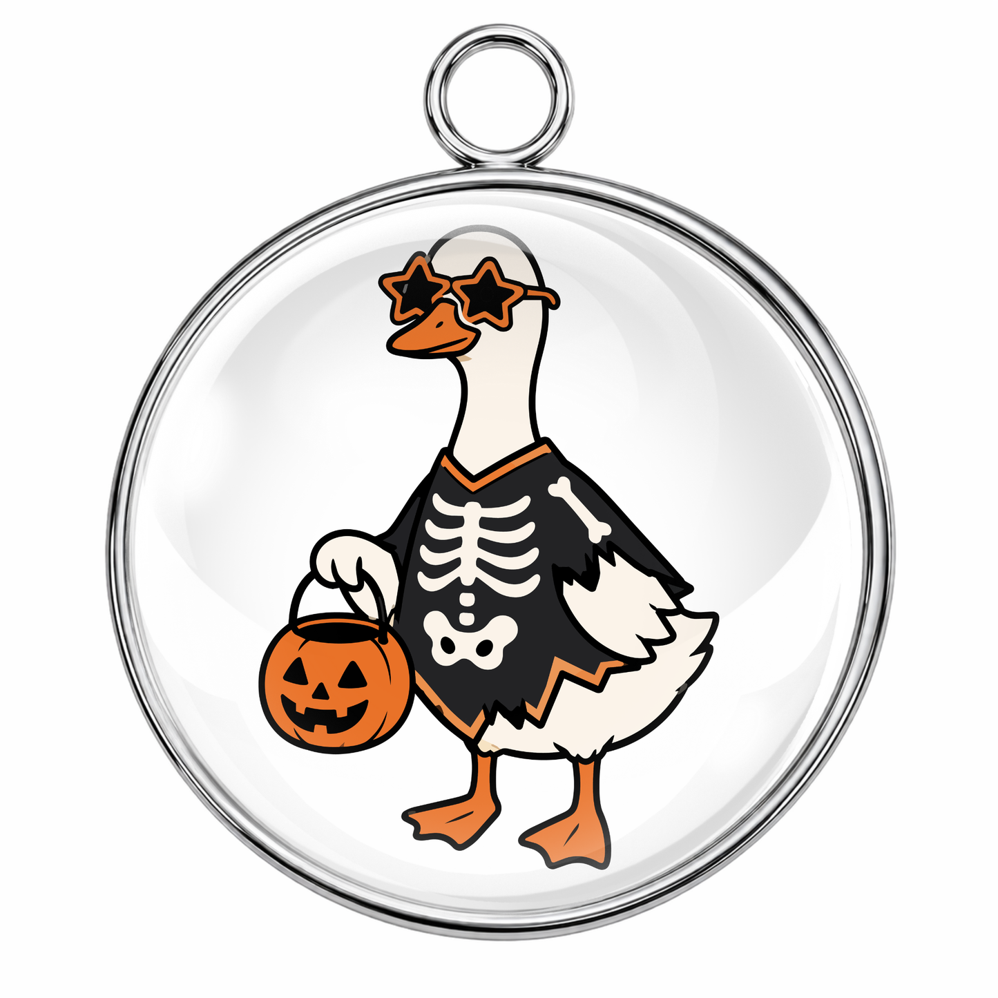 Cute Halloween Goose Glass Cabochon Charms – Witch, Ghost, Mummy, Vampire, Bat & Trick or Treat Images for Jewelry Making