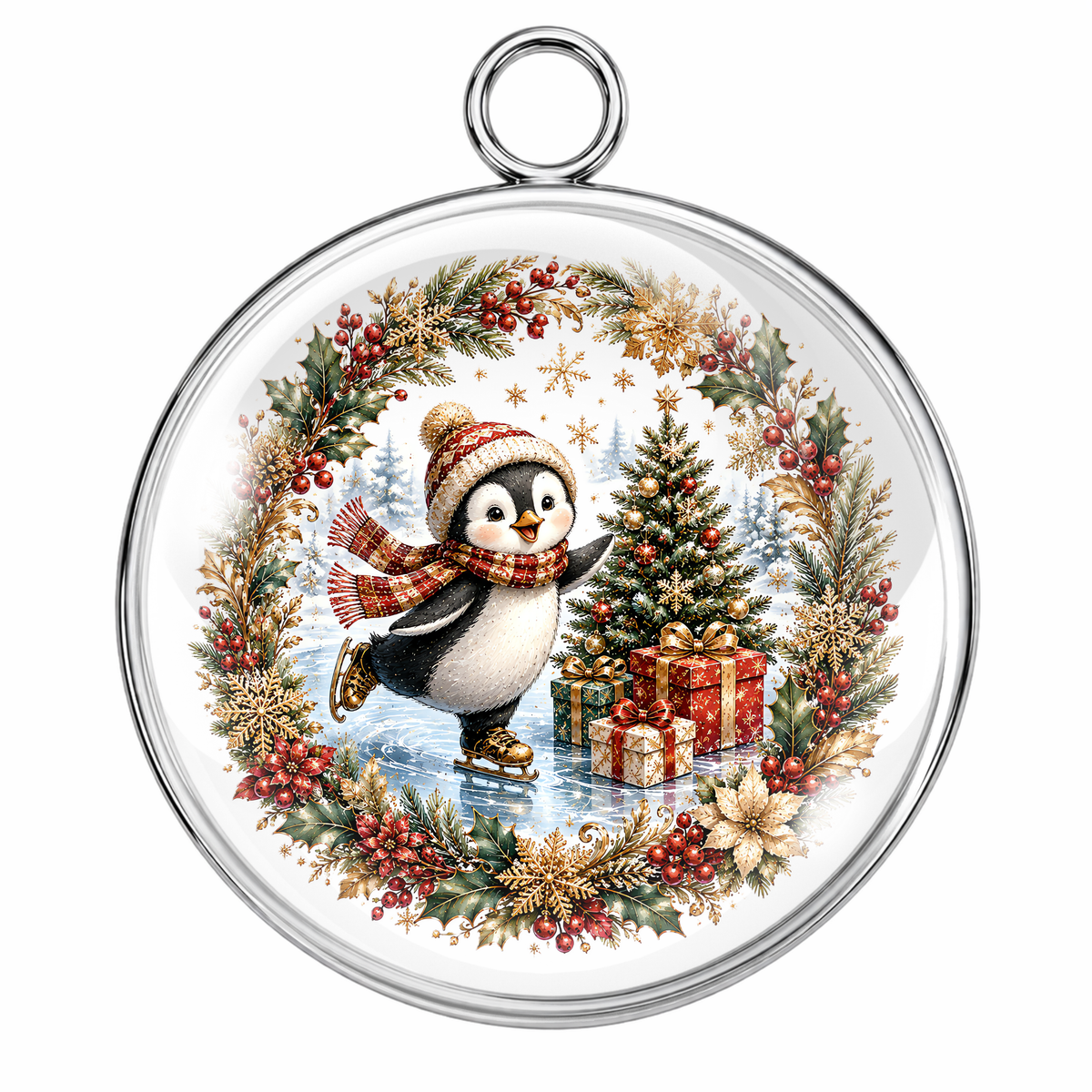 Ornamental Christmas Glass Cabochon Charms Holiday Jewelry Making Craft Pendants