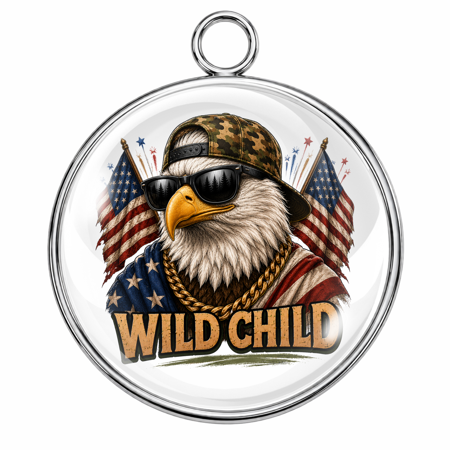 Wild Child Glass Cabochon Charms – Funny Bigfoot, Alien, Eagle, Raccoon, Pit Bull, Highland Cow & Duck Designs
