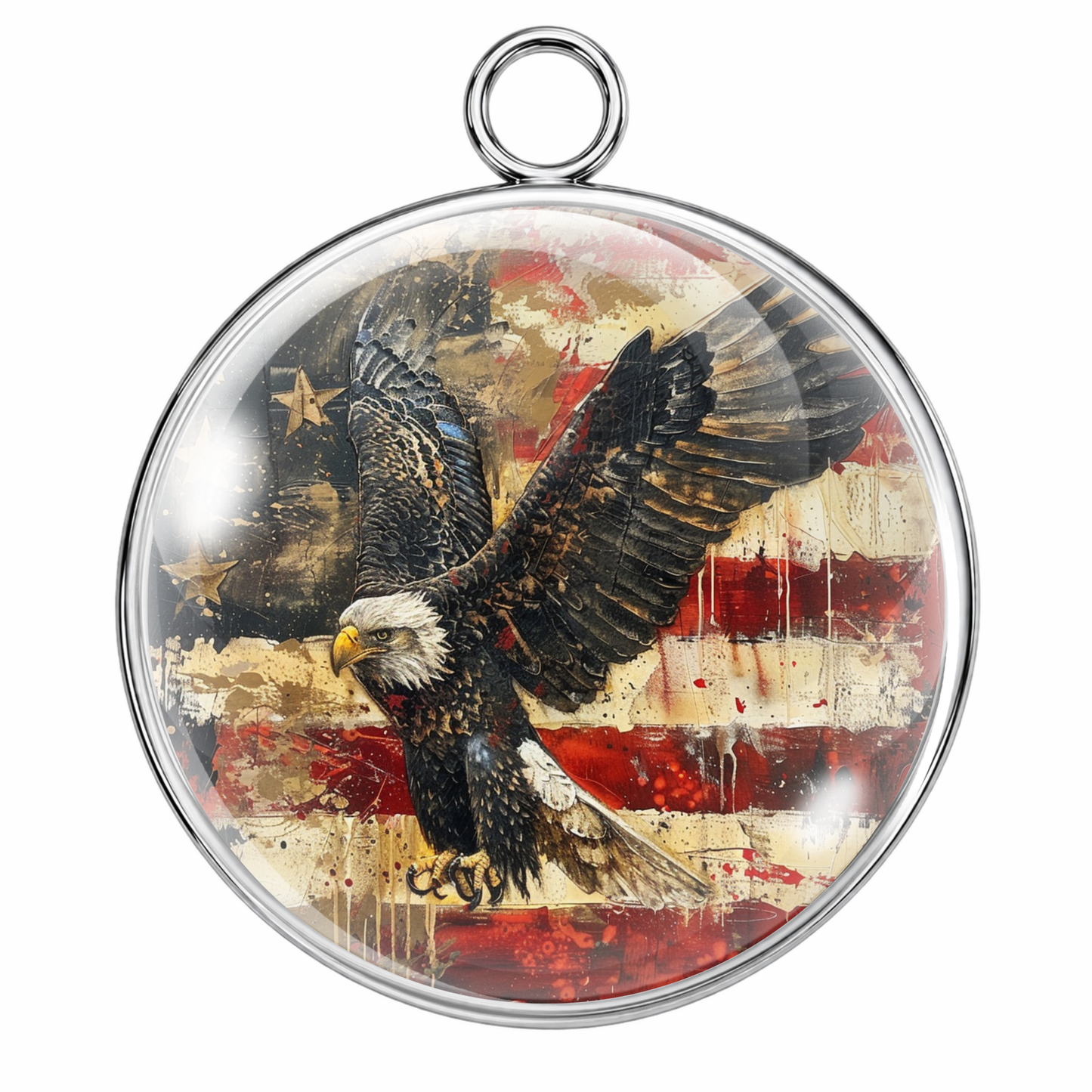 Pendant with an eagle design on a flag background