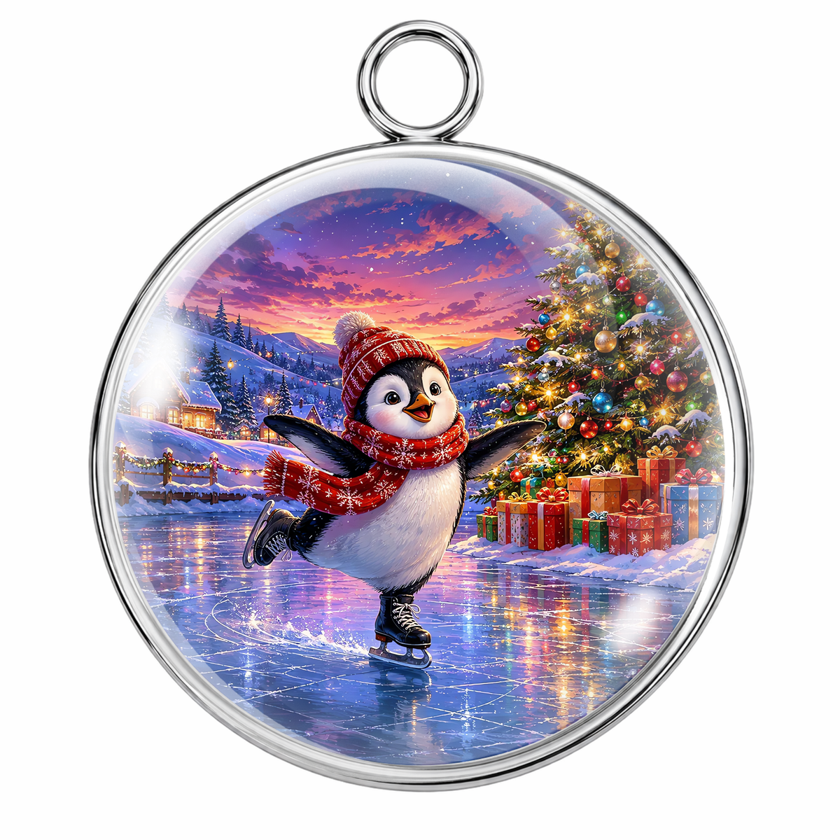 Ornamental Christmas Glass Cabochon Charms Holiday Jewelry Making Craft Pendants