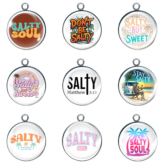 9 Salty glass cabochon charms