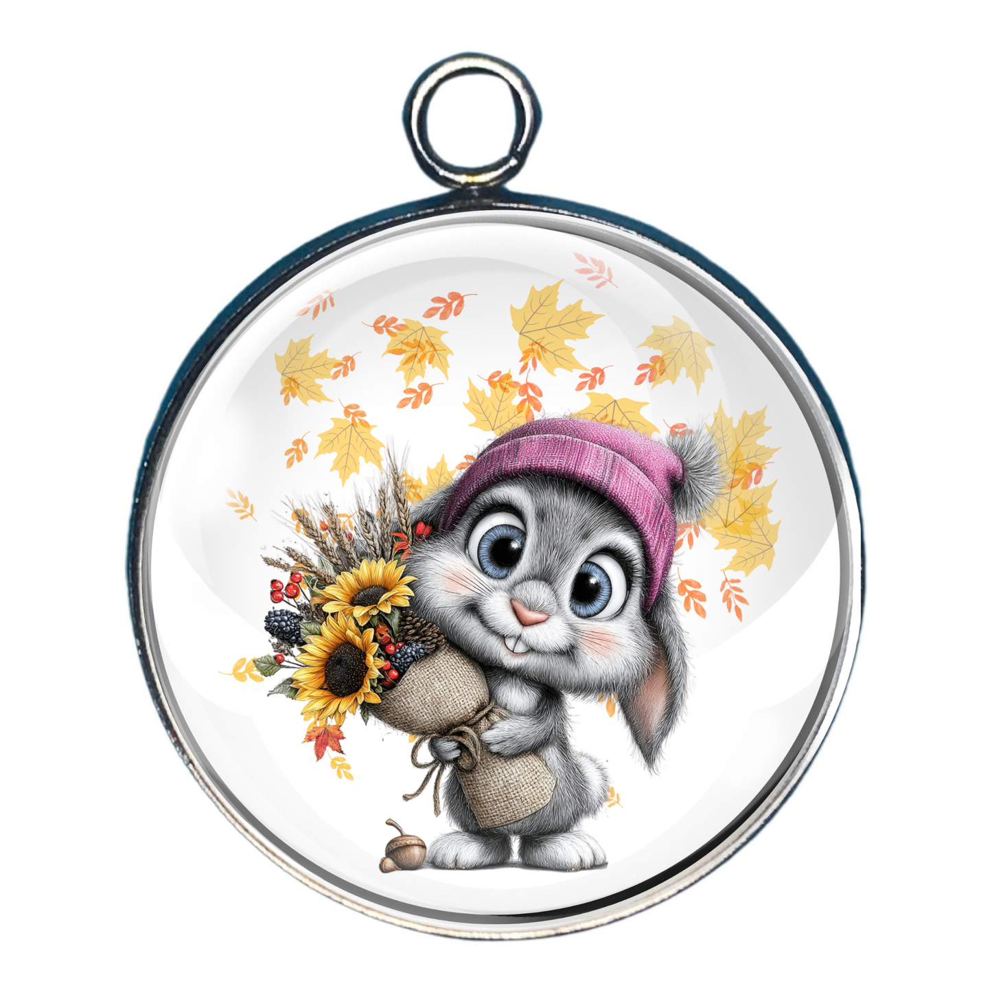 Fall Furry Friends, Autumn Woodland Animal Glass Cabochon Charms