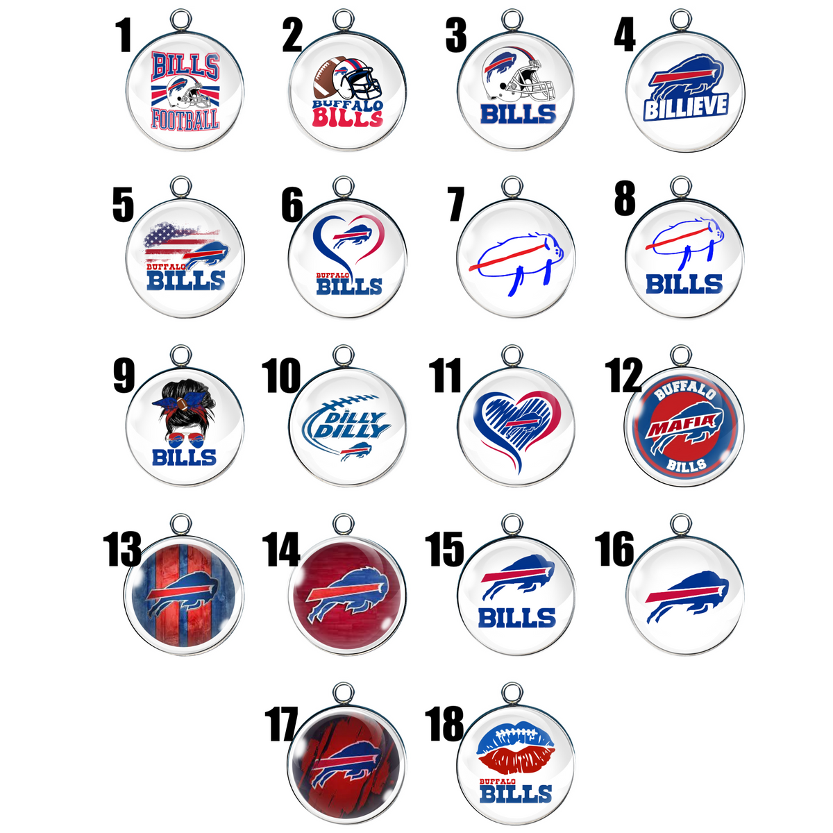 Bills Glass Cabochon Charms