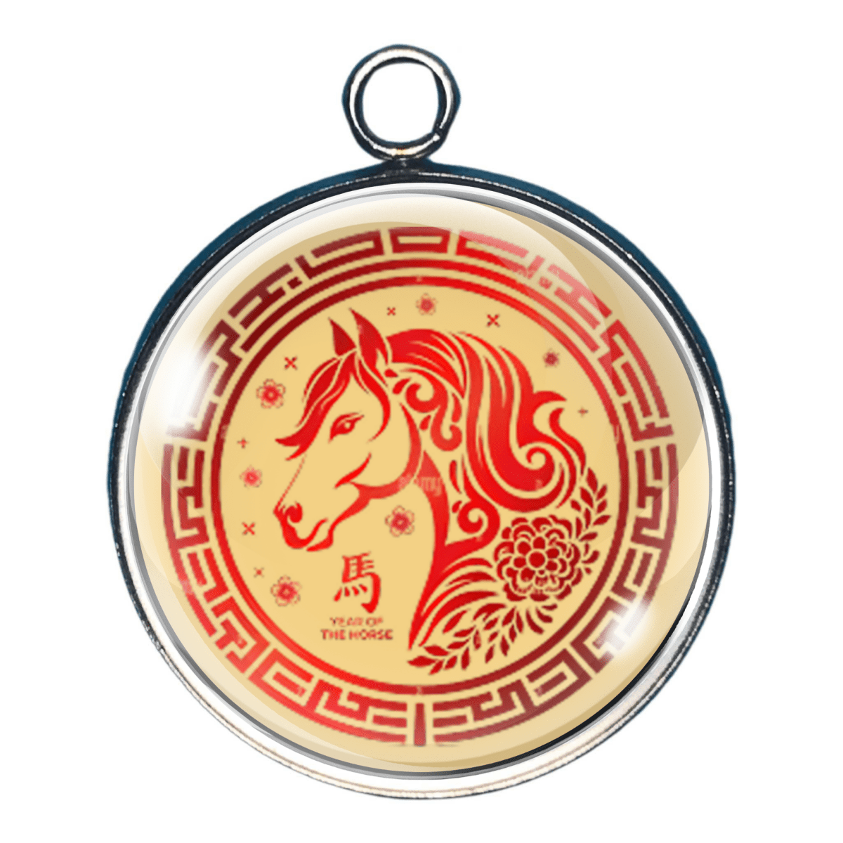 Charm of Traditional red zodiac horse illustration in vintage style