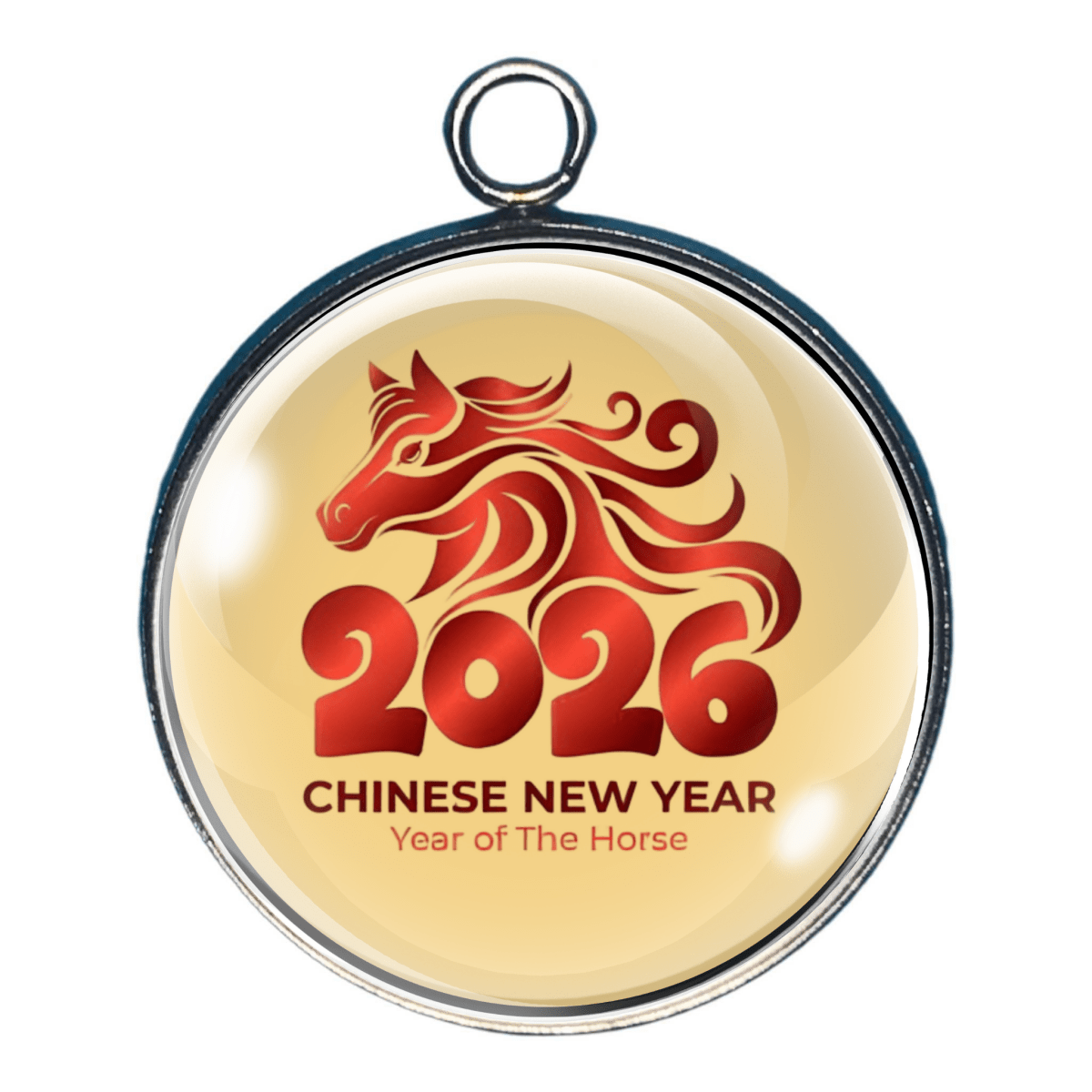 Charm of 2026 Chinese New Year lettering with stylized horse design