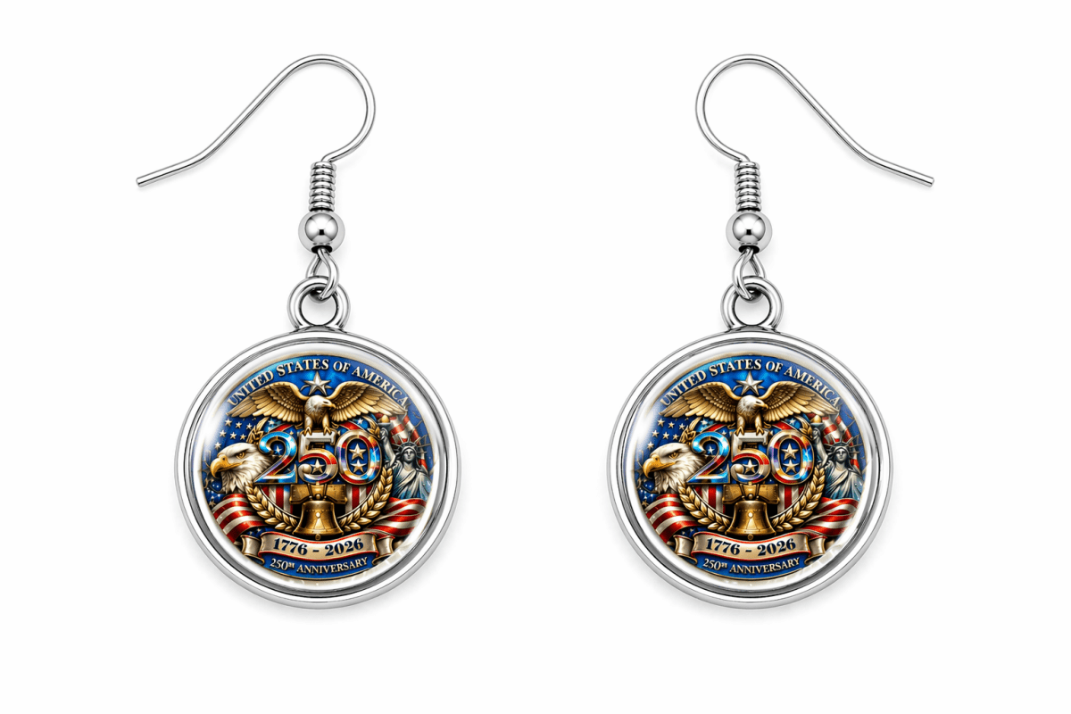 250th Anniversary USA Patriotic Necklace and Earring Set Freedom Jewelry Gift