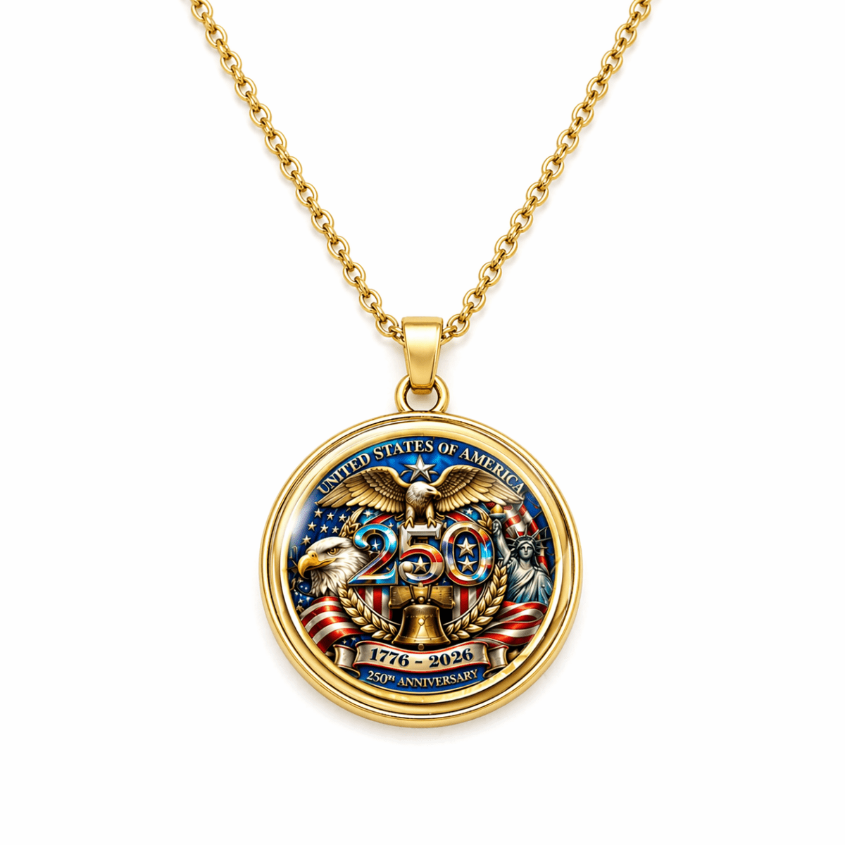 250th Anniversary USA Patriotic Necklace and Earring Set Freedom Jewelry Gift