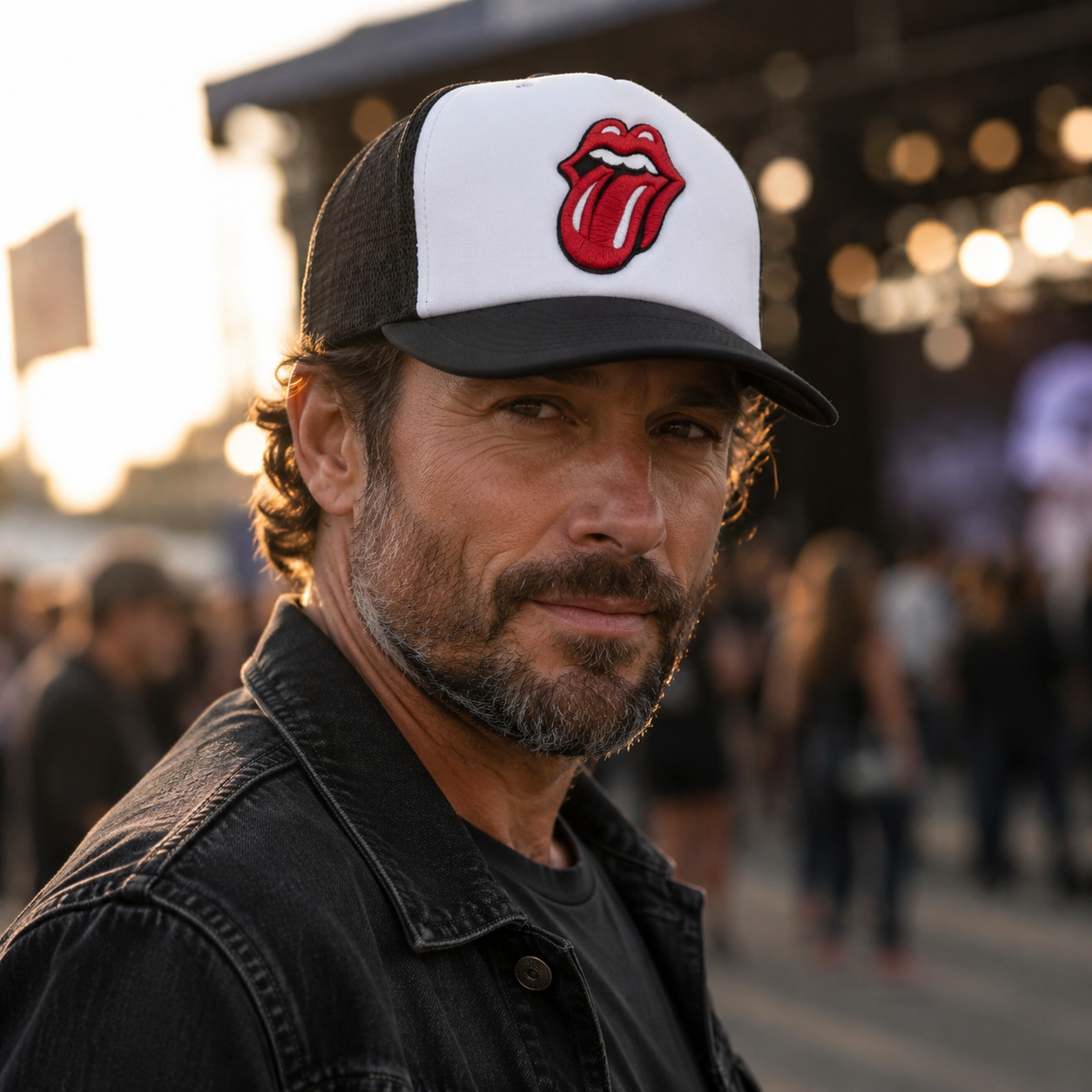 Rolling Stones Tongue Logo Mesh Trucker Hat | Adjustable