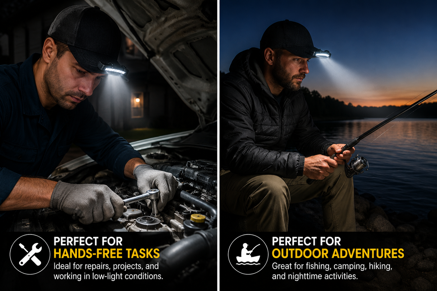 LED Hat Clip Light – 11 LED 400 Lumen Hands-Free Cap Light | Camping, Fishing, Hunting & Work Light