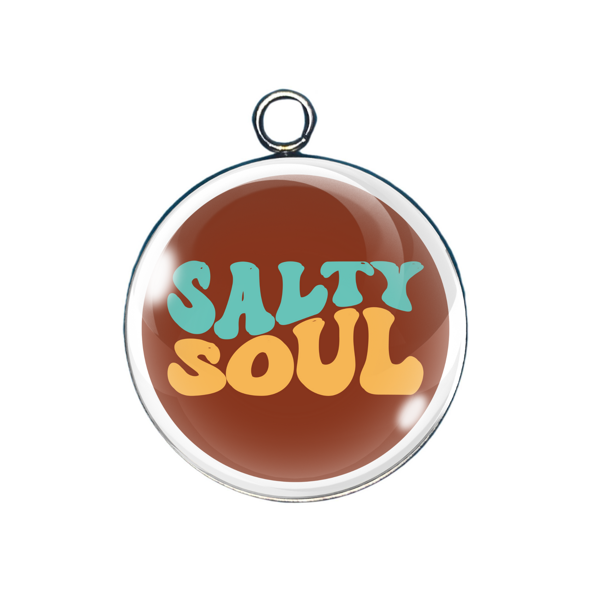 Salty glass cabochon charm