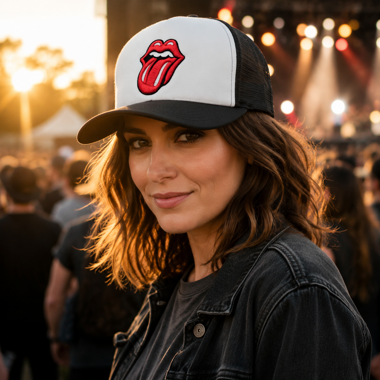 Rolling Stones Tongue Logo Mesh Trucker Hat | Adjustable