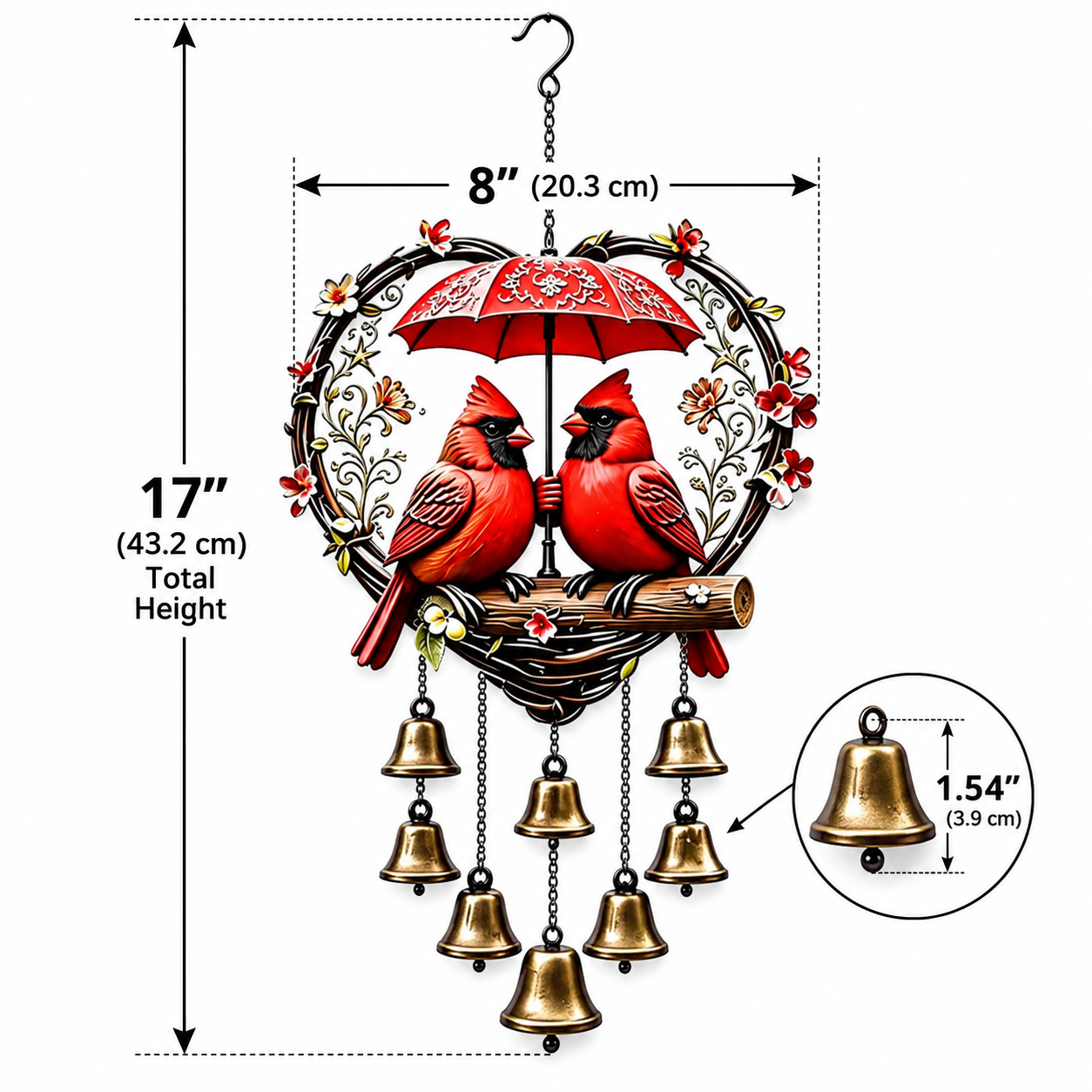 Cardinal Couple Garden Chime – Weather-Resistant Acrylic Wind Chime