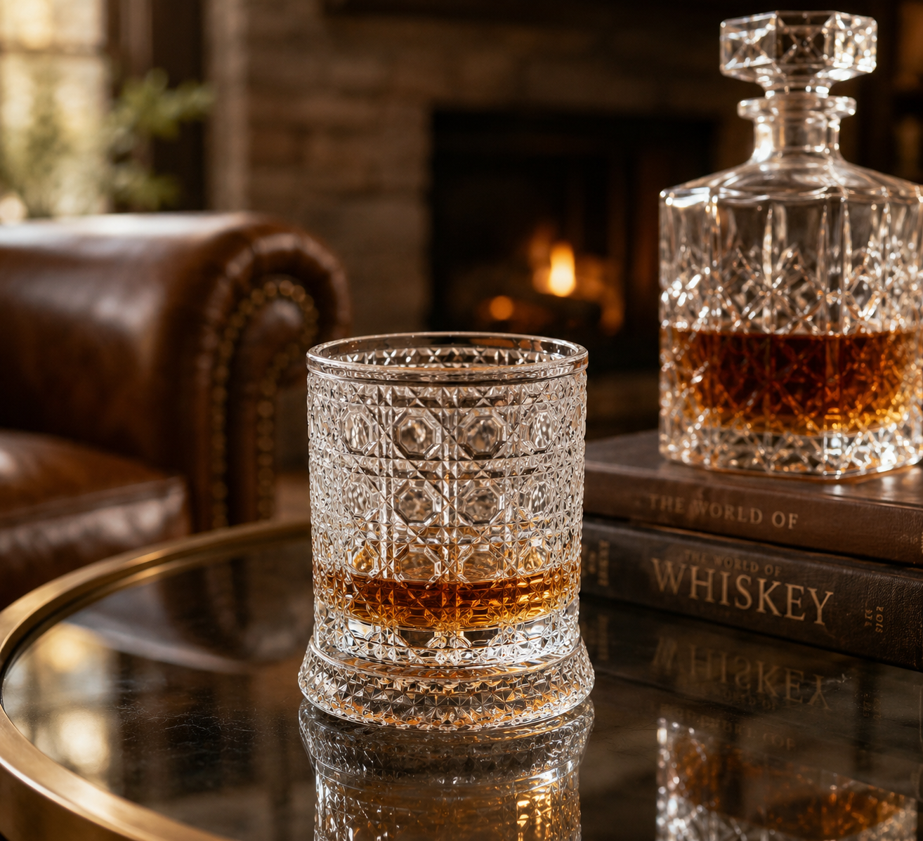 Spinning Whiskey Glass Rotating Crystal Bourbon Scotch Tumbler 10-12 oz Gift