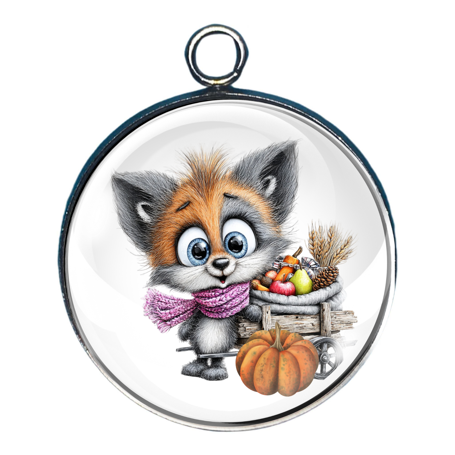 Fall Furry Friends, Autumn Woodland Animal Glass Cabochon Charms