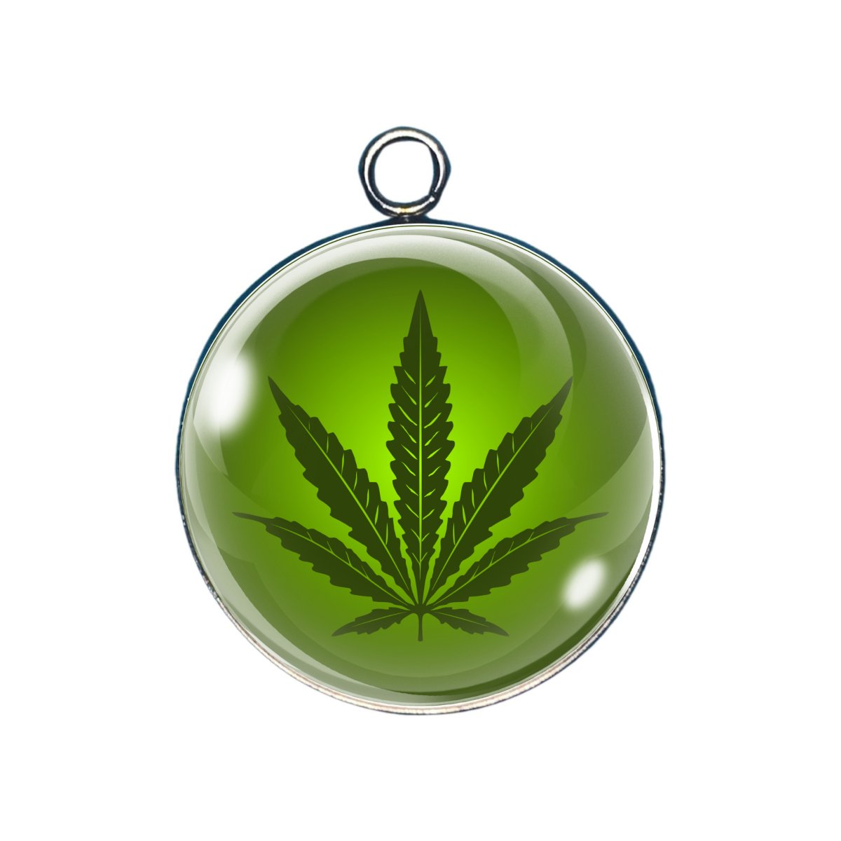 Marijuana glass cabochon charm