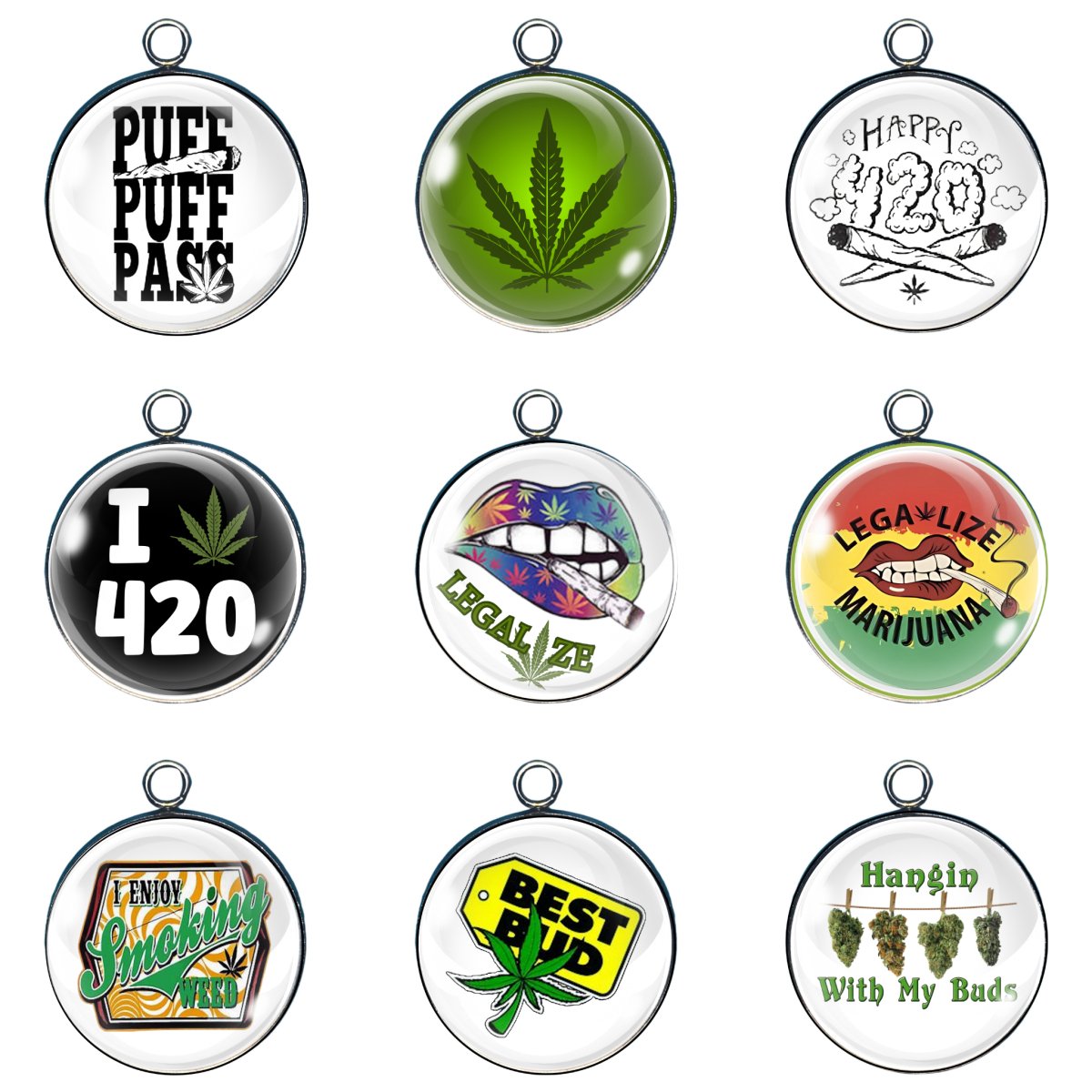 420 Pot Charms, Glass Cabochon Charms