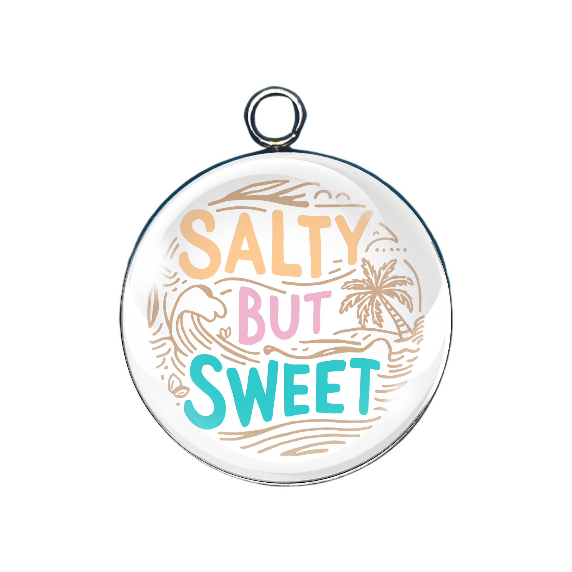 Salty glass cabochon charm