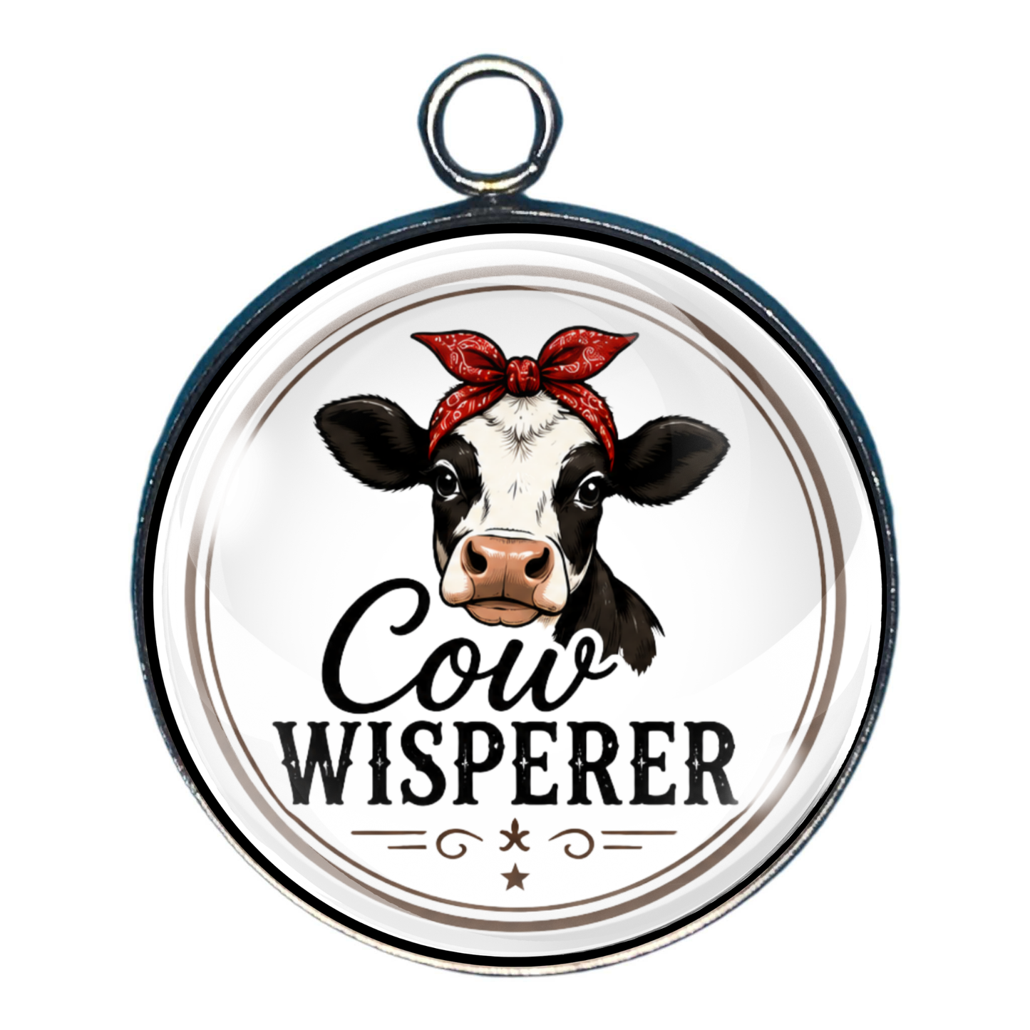 Charm of a cow illustration and 'Cow Whisperer' text 