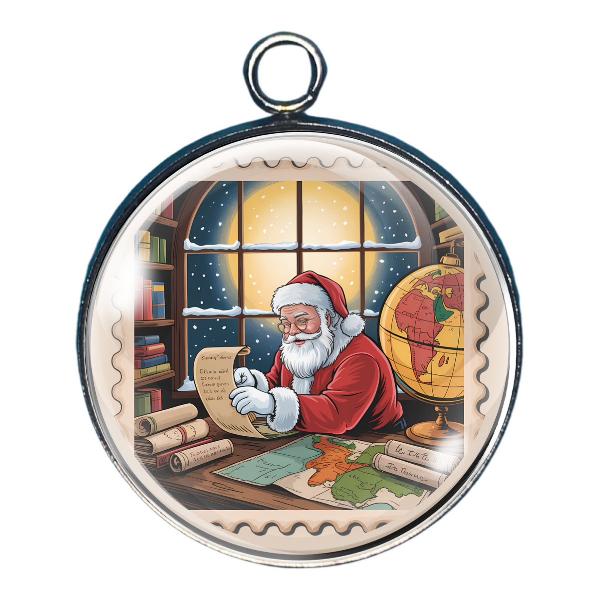 Vintage Christmas Postage Stamp Glass Cabochon Charms